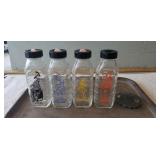 (4) Vintage Glass Baby Bottles & (1) Cookie