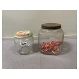 (2) Vtg Glass Jars