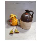 Stoneware Jug w/Squash Decor Piece