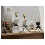 Assorted Milk Glass Style Lamps & Others