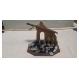 Cast Lead Nativity Figurines w/Display