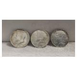 (3) 1964 Kennedy Half Dollar Coins (90% Silver)