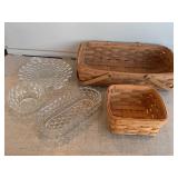 (2) Longaberger Baskets w/Glassware Dishes