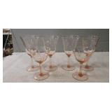 (6) Assorted Pink Depression Glasses