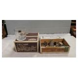 Set Of (4) Cafe Crystal Glasses & (1) Cigar Box