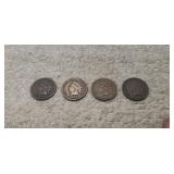 (4) Indian Head One Cent Coins (1895, 1899, 1904