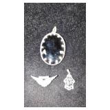 Vintage sterling silver jewelry large black onyx