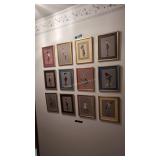 Set of 12 Turkish trophies framed ladies Prints 9