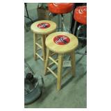 Pair Of Coca-cola Wooden Bar Stools 24 In Tall