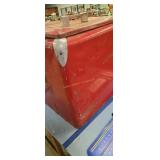 Vintage Red Metal Cooler 17 In Long 19 In Tall