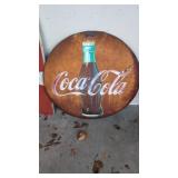 Large Vintage Coca-cola Metal Button Sign 36