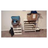 Shoe racks, clothes, hangers, shoe stretchers