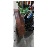 Garden tool caddy and metal wheel