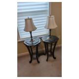 Pair of tables with matching lamps