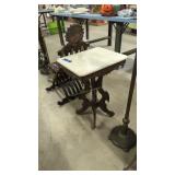 Victorian Marble Top Table 19 By 16 By 29 High