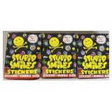 3pc NIP 1989 Topps Stupid Smiles Sticker Boxes