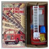 Vtg YANO Siren Fire Engine Tin Litho Battery Op