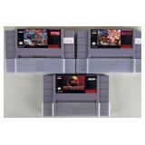 3pc Nintendo SNES Video Games w/ Mortal Kombat