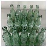 15pc Vtg Coca-Cola 6 1/2 FL OZ Glass Bottles