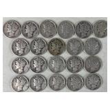 21pc 1937-45 Mercury Dimes 90% Silver $2.10 Face