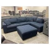 3 Pc Fabric Sectional Sofa W/ Storage Ottoman