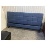 Modern Blue Grid-Tufted King Headboard and Rails