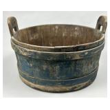 Antique Primitive Blue Painted Firkin.