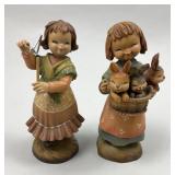 Pair of Anri Italian Carved Wood Figurines.
