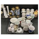 Collection of Coffee Mugs, Milk Glass Vases.