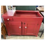 Red Painted Dry Sink.