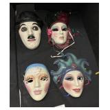 (4) Hand Made Ceramic Masquerade Masks.