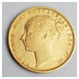 1872 Gold Great Britain Sovereign Coin.