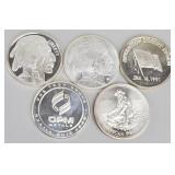 5 1 Troy Ounce Fine Silver Rounds.