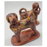 Pair Breininger Pottery Robesonia PA Figural Dogs.