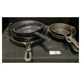 Cast Iron and Enamelware Pans.