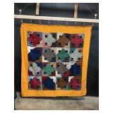 Hand Sewn Patchwork Quilt & Folk Art Coverlet.