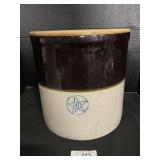 Antique Salt Glazed Blue Star #4 Stoneware Crock.