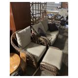 Wicker Patio Set & 4 Bamboo Chairs.