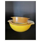 Vintage Brown Yellow Pyrex Bowls.