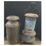 Antique Milk Canister & Perfection Oil Heater.