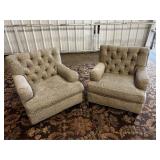 2 Cloth Scroll Arm Chairs