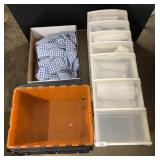 2 Fold Open Totes, 7 Drawer Plastic Organizer.