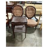 Antique Victorian Style Ballon Back Chairs, Table.