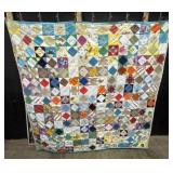 Beautiful/Clean Hand Sewn Feed Sack Quilt.