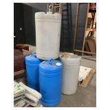 5 Empty 15 Gal Plastic Barrels.