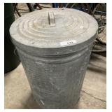 Galvanized Trash Can W/Smashed Cans.