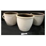 1 Stoneware Crock, 2 Stoneware Crock Jugs.