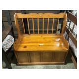 Knotty Pine Storage Bench.