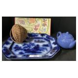 Antique 1850ï¿½s Flow Blue Porcelain Platter.