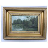 Signed Fisher Landscape Oil Painting.